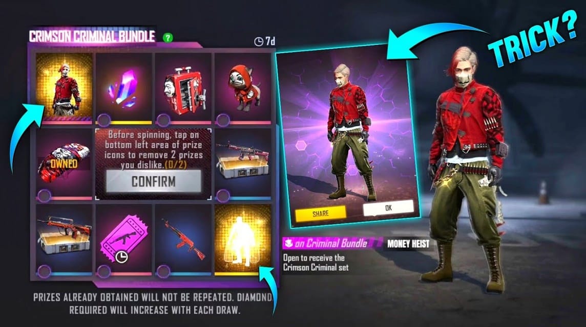 Free Fire MAX Criminal Royale: Get Purple Top Criminal Bundle in-game