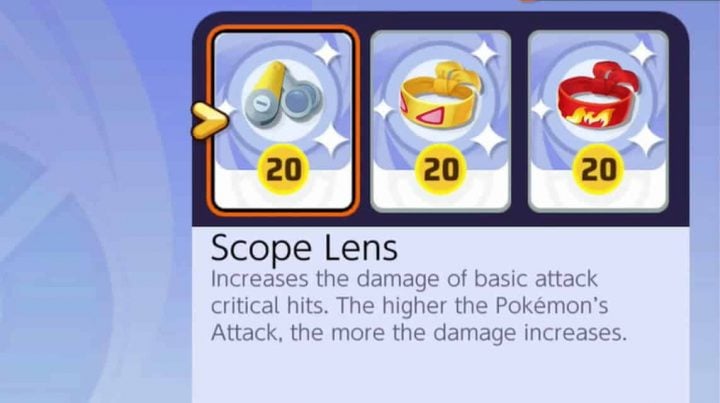 Pokemon Unite Scope Lens，GG 的暴击伤害助推器