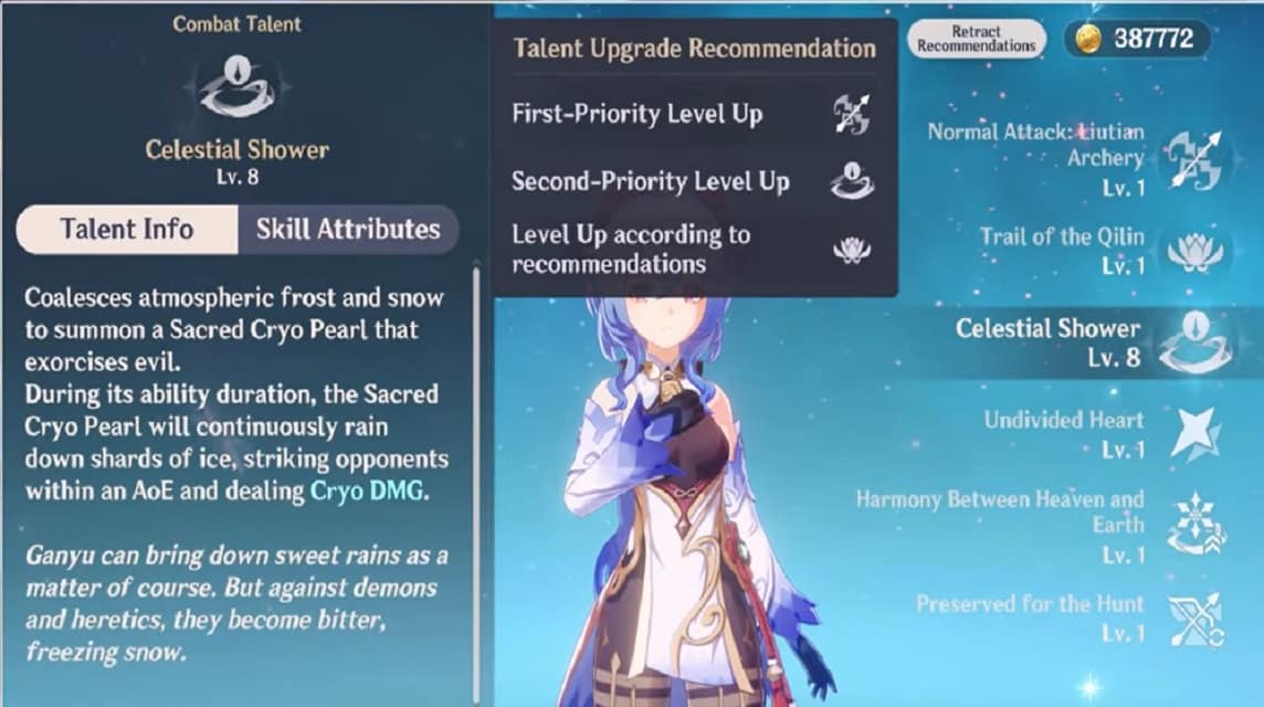 genshin impact 2.7 talent recommendation button system