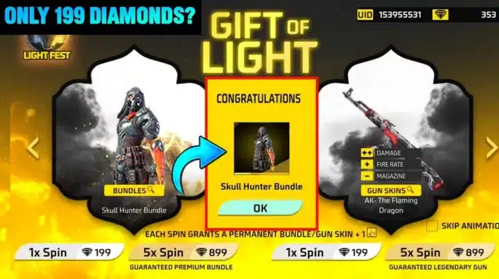 Cool FF Weapons and Bundles at the 2022 Gift of Light Event