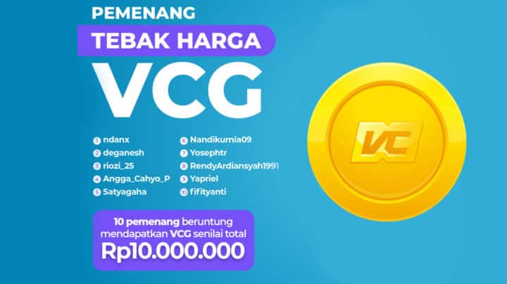 Announcement of VCG Price Guess Winners on Indodax